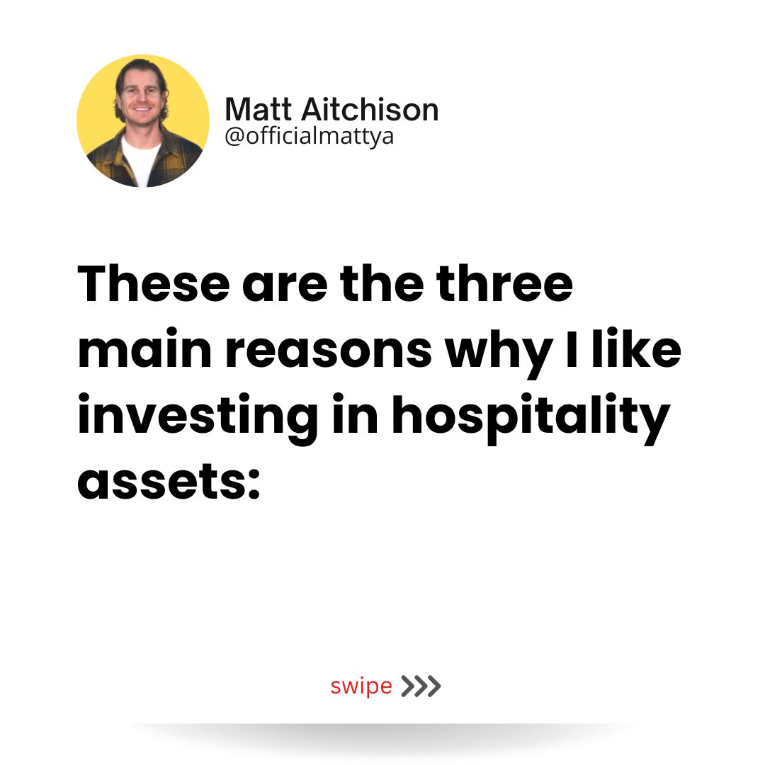 officialmattya's tweet photo. As an investor, I find myself drawn to hospitality assets for these three compelling reasons. #hospitalityinvesting #realestateinvesting #passiveincome #diversifyyourportfolio #wealthcreation #propertyinvestment #smartmoney #realestateassets #growthpotential #financialfreedom https://t.co/8l15JVqyzP