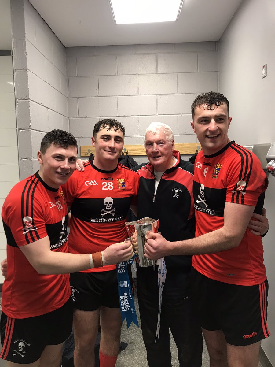 ucc_gaa's tweet photo. Billy and the lads Mark, Ronnie and Brian. Proud moment for both UCC and Nemo Rangers @NemoRangersGAA https://t.co/dp7nIxmIbK