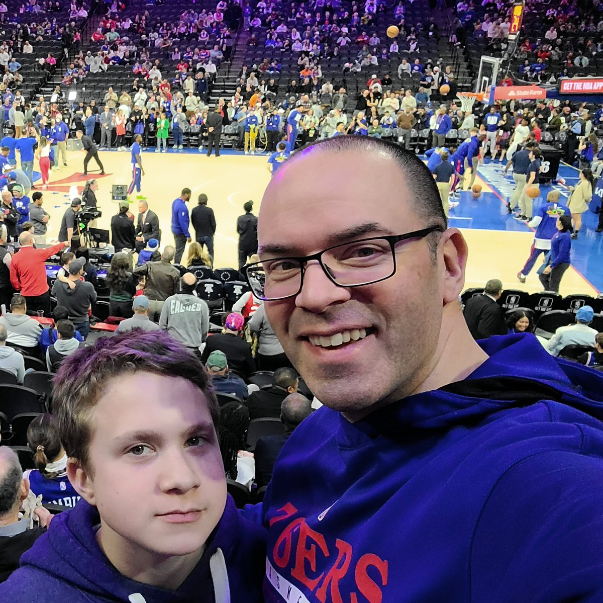 smshultz's tweet photo. He's got his game face on. Let's go @sixers! @IBX #sixerslive https://t.co/9ppJEJYKRf