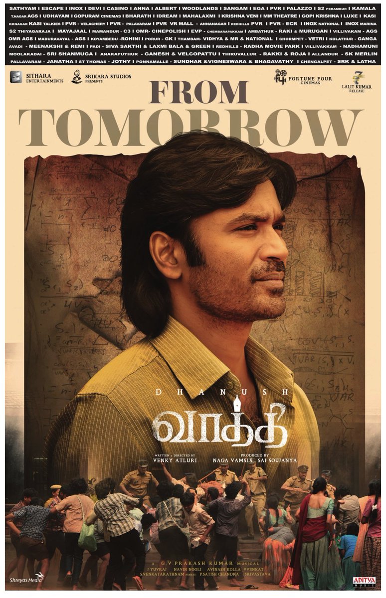 #vaathi / #sir today paper ad. @dhanushkraja rocking from tomorrow at theaters