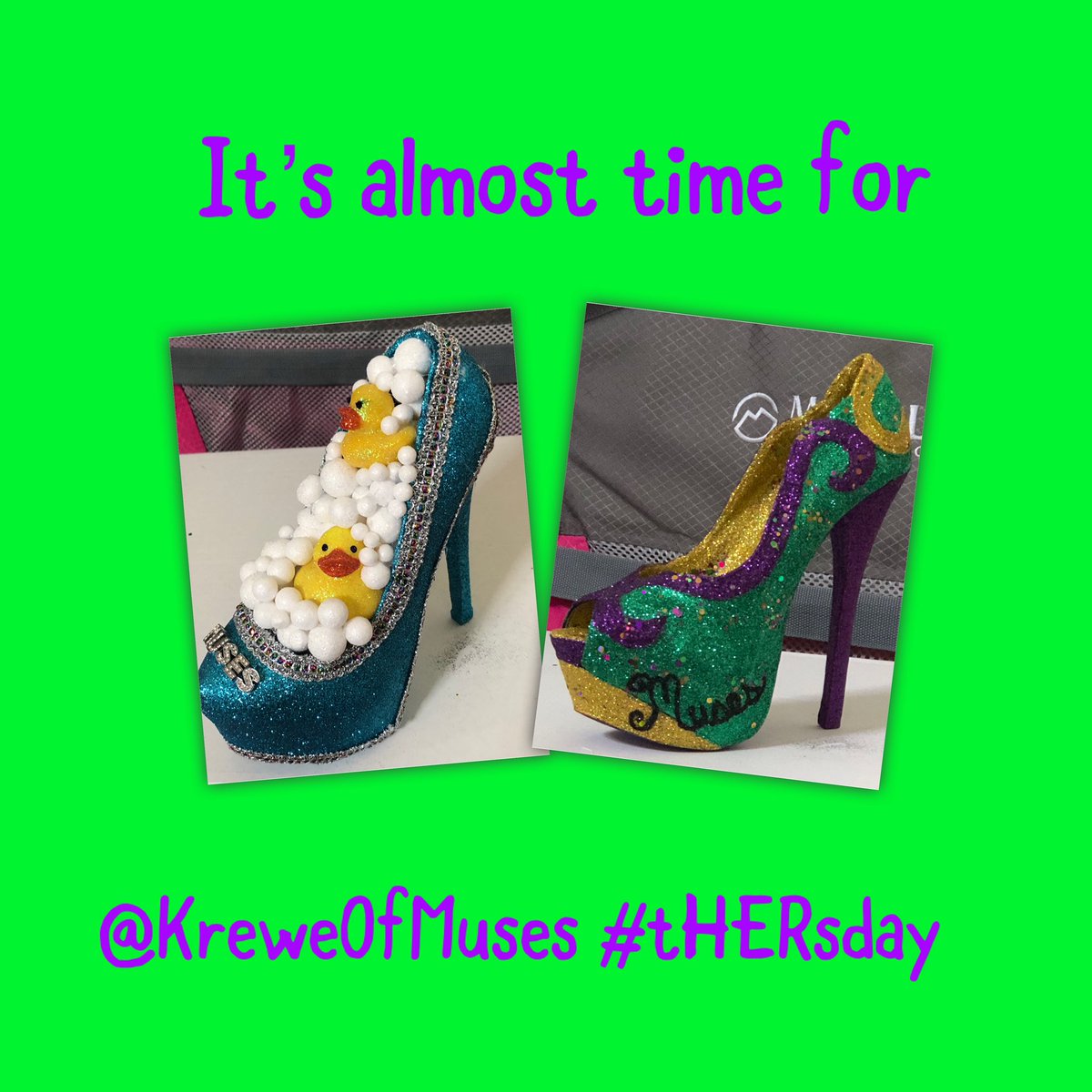 JJGreene03's tweet photo. I donโt know if we are riding tomorrow night or Fri. Itโs weather-dependent. Either way, Iโm on Float 8D (3rd baby duck), neutral ground side, second person. If you find me on the route, happy to throw you a shoe. #MusesShoes #KreweOfMuses #NOLA #tHERSday https://t.co/NKtx9cPxsp