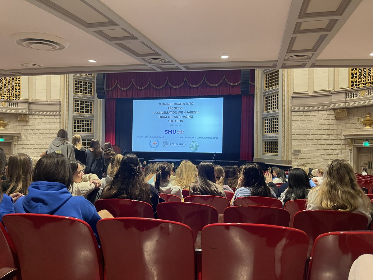 Students are filtering in to McFarlin Auditorium to listen to parents from the Anti-Hazing Coalition <a href="/endallhazing/">Anti-Hazing Coalition</a> speak to all SMU Greek Orgs <a href="/thedailycampus/">The Daily Campus</a>