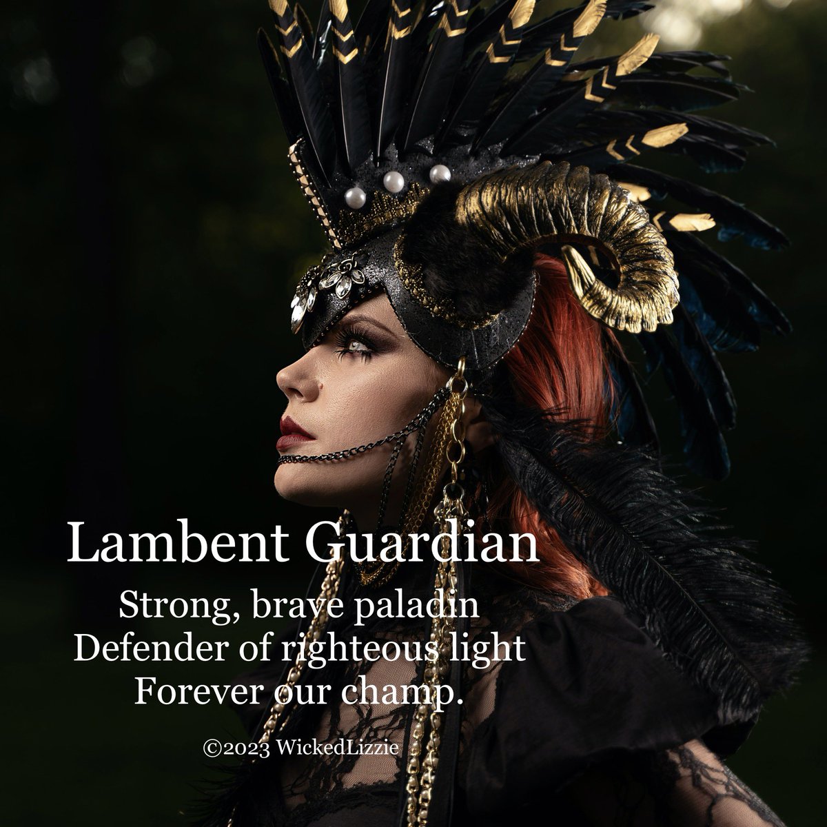 Wickedlizzie's tweet photo. Corrected repost. I’m sleep deprived.
Prompt for 2/16 is paladin.
Lambent was the prompt on 2/3.
𝑳𝒂𝒎𝒃𝒆𝒏𝒕 𝑮𝒖𝒂𝒓𝒅𝒊𝒂𝒏
Strong, brave paladin
Defender of righteous light
Forever our champ.
#haikuchallenge #prompt #paladin #poetrytwitter #micropoet #creativewriting https://t.co/0Hzx0T0aMB