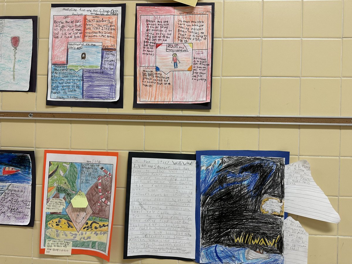 Interpreting characters, theme, and lifting lines in our One Pager Book Club Challenge! Love their creativity 😊