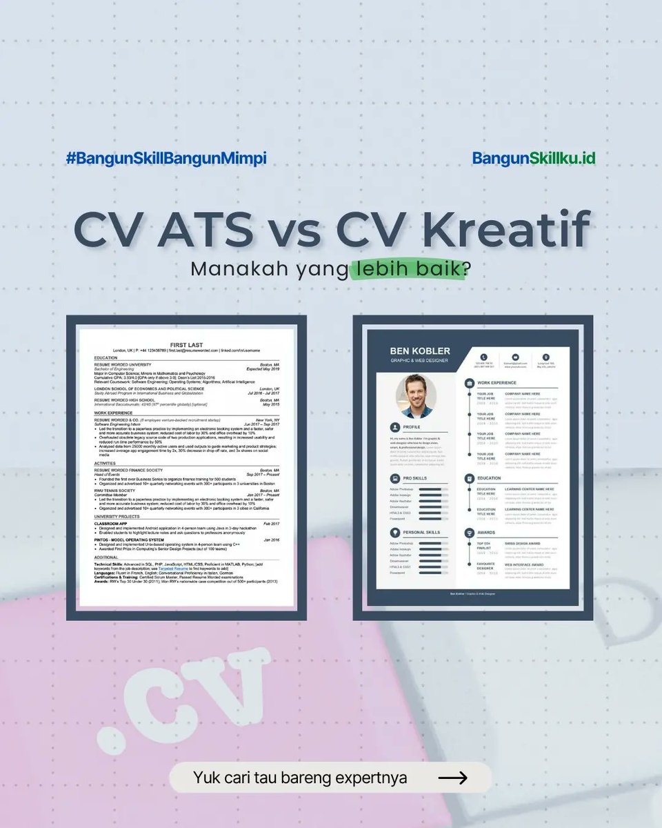 bangunskillkuid's tweet image. Setiap perusahaan pasti memiliki aturannya masing-masing nih Learners untuk jenis CV yang harus dipakai. ✨️

 Kalau kamu masih bingung, yuk  cari tau selengkapnya di postingan ini ya. 🙌

#jobseekers #tipscv #freshgraduate  #tipskerja #bangunskillkuid #bangunskillbangunmimpi