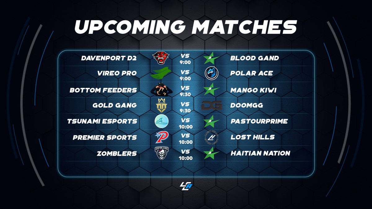 LCABroadcasting's tweet photo. Tonight's matches covered by LCA! 🚨

⚔️ @DU_Esport D2 VS #BloodGang
🎙️ @Kamaka_18
 
⚔️ @Vireopro VS @PolarAceGG 
🎙️ @ParksCasts

⚔️ #BottomFeeders VS #MangoKiwi
🎙️ @GETTHEBAGMARK 

⚔️ @TheGoldGang VS #DoomGG
🎙️ @ynoTFPS

Stream linked in the replies below!⬇️ https://t.co/E9DI1p3bUq