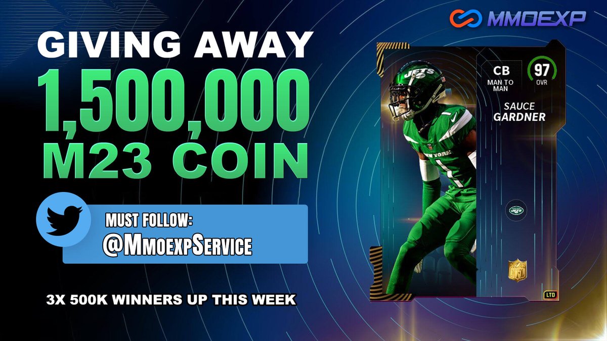 MmoexpService's tweet photo. Looking to get 🔥NFL HONORS🔥?
🚨1.5 Million Madden 23 Coin Giveaway🚨

To enter:
✅Must follow me @MmoexpService 
✅Retweet &amp; Tag one MUT friend

🏆3 winners announced, each gets 500K free M23 coin 

#Madden23 | #MaddenNFL23 
Reliable MUT Coin service👉https://t.co/vQaDgBnWK1 https://t.co/BoXs4OttuT