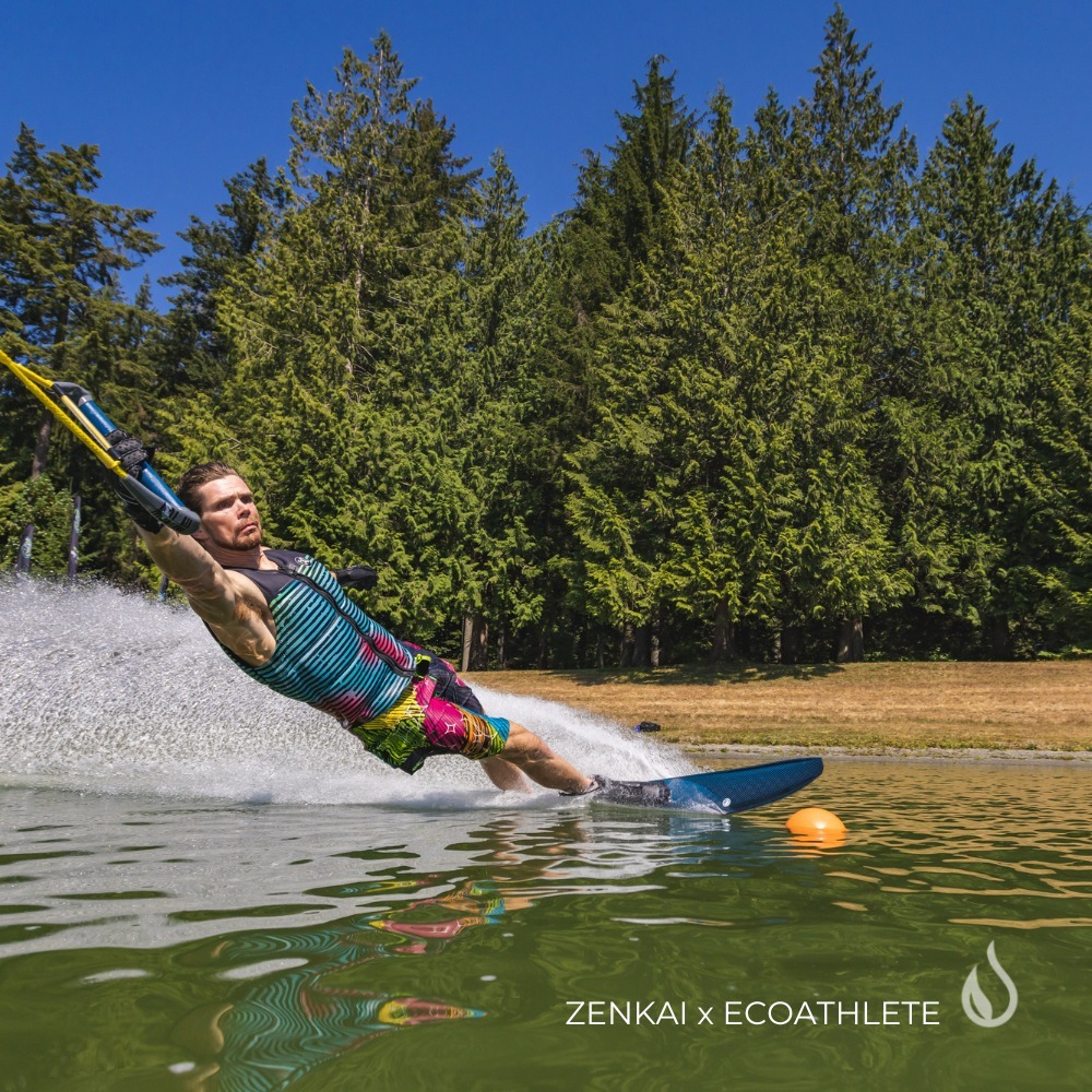 Welcome to the Zenkai team Corey Vaughn (Peace, Love & Waterskiing Training Center).
Pro Water Skiier and #EcoAthlete Champion

“My wife Amelia, eight-month-old son Seth and I live on a 315-acre farm with a lake for water skiing in Bumpass, Virginia,”. “… instagr.am/p/CotFuVsPOIX/