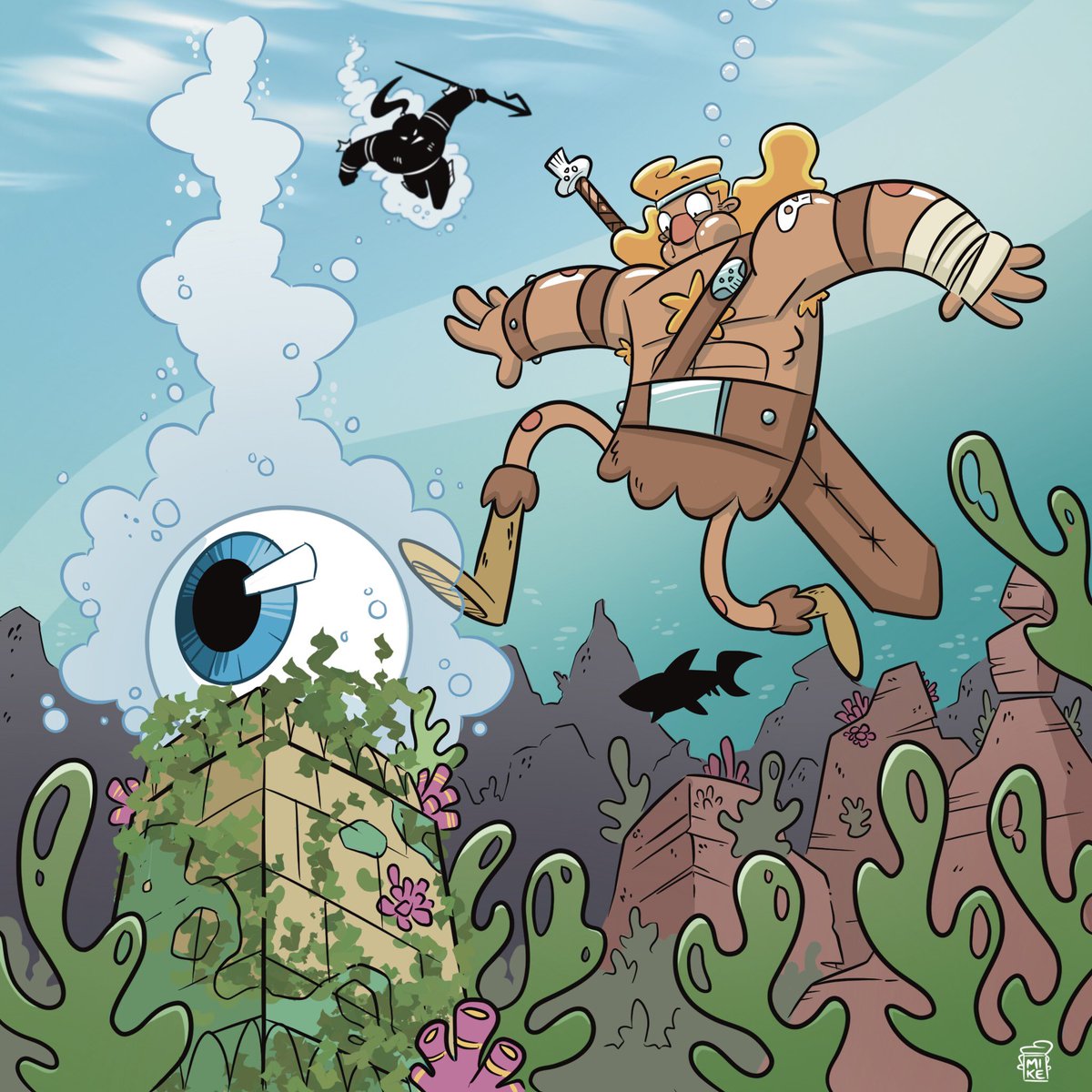 mikehartigan's tweet photo. Saabar’s quest to locate the cyclops' eye led him to the outer reaches of Aquatica, but leaving with the eye would prove more difficult than finding it was.

#kidlit #kidlitcomics #comicart #comics #makecomics #saabar #saabarthemighty #middlegradecomics #barbarian #fantasy https://t.co/0QIjxDL1Ac
