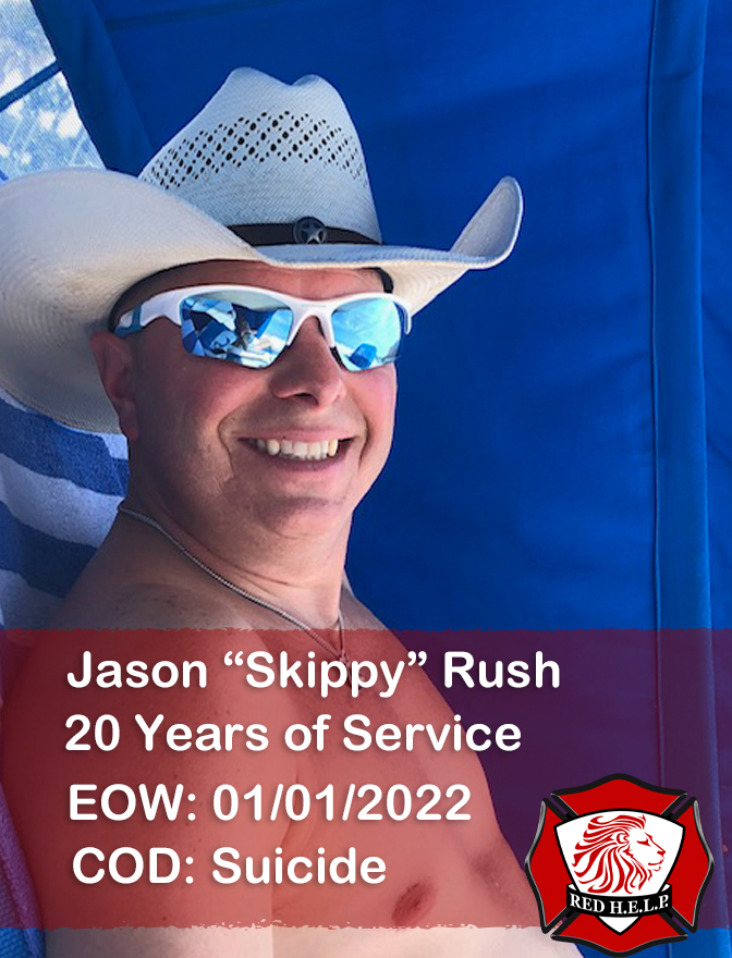 1sthelporg's tweet photo. Tonight we honor the service of Battalion Chief Jason “Skippy” Rush, who died by suicide after 20 years of service.
#HonorThem #RedHELP #WatchYour12 #FirstHELP
To read Skippy's full memorial page, please visit https://t.co/BfAG1Sqykc https://t.co/n4Ngmi7lYc