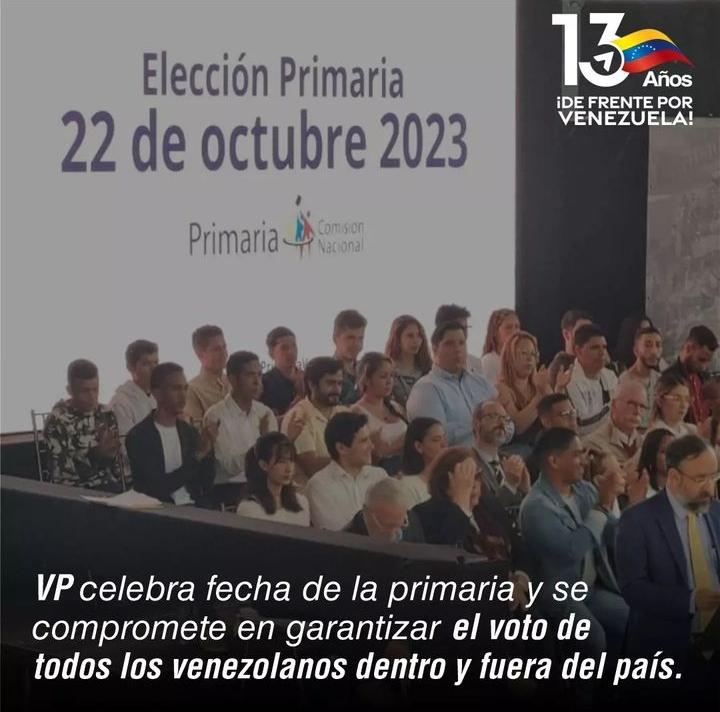 morillo_anto's tweet photo. Despues de tanta lucha y tanta exigencia hoy la Comision Nacional de Primarias, anuncia que son el 22 de Octubre 2023. El candidato unitario va a representar la esperanza, la unificacion de los venezolanos y el espiritu de cambio hacia la mejor Venezuela. #Primarias22Oct https://t.co/hvEC4XVQJu