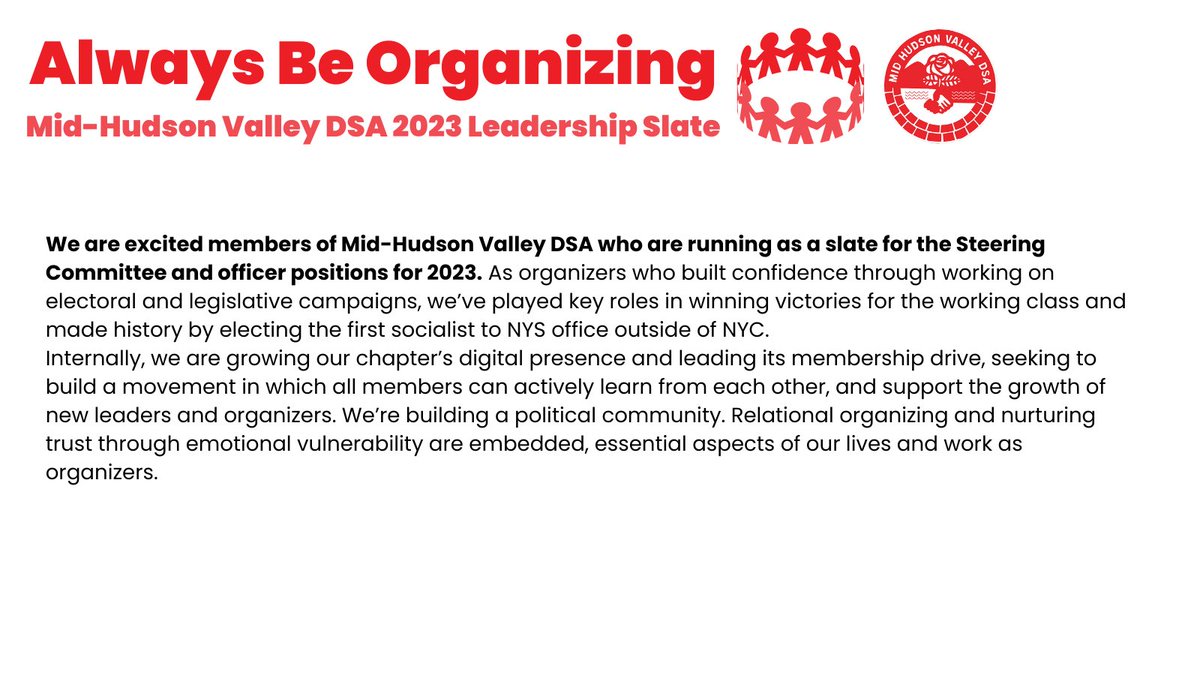 Jen__Benson's tweet photo. In summer 2022, I stepped into the role of Ulster County co-chair, and am excited to be running for @mhvdsa Steering Committee along with @MichaelangeloP_, @leanna_aaa, @A_Turnquist, @danielatonna, et al. https://t.co/FCkrlBcJbg