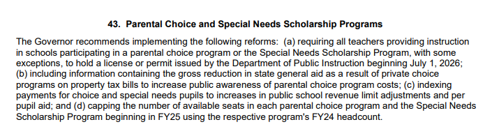 Under <a href="/GovEvers/">Governor Tony Evers</a> budget, schools that are already struggling to find teachers would be forced to get a license from DPI.  We already have the greatest possible check on teacher quality in our private choice schools:  parents.