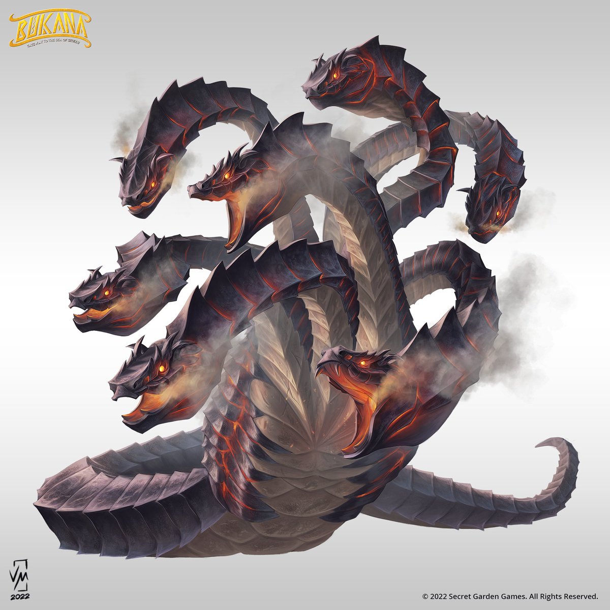 vonmilano's tweet image. Commission done last year for Bukana: Gateway to the Sea of Skull, a D&amp;amp;D 5E supplement book based on Philippine Mythology creatures.

Here is my take on Kan’s Serpent, a gargantuan snake with seven heads. It lives in a volcano now known as Mount Kanlaon.