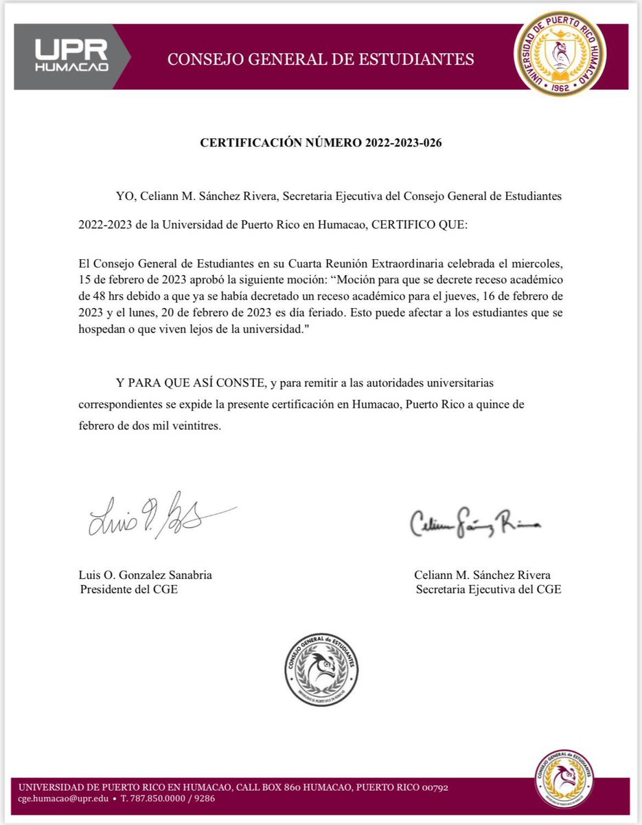 Consejo General de Estudiantes UPR Humacao tweet media