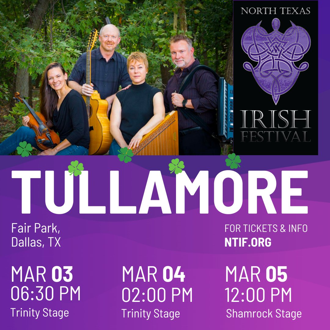 🍀 Tullamore will be performing at The North Texas Irish Festival is March 3-5 at Fair Park. Tickets: ntif.org/tickets/ 💚 #NTxIrishFest2023
Music, dancing, storytelling, chef demos, whiskey &amp; more. ntif.org
DISCOUNTED TICKETS AT ALBERTSON'S &amp; TOM THUMB