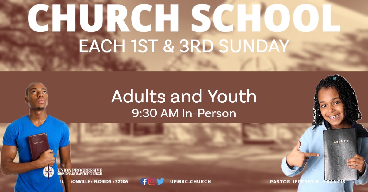 UPMBCJax's tweet photo. We have Church School this Sunday, February 19th.  Service begins at 9:30 AM.  Join us and bring a friend.

#UPMBCJax https://t.co/a3uWirjj7C