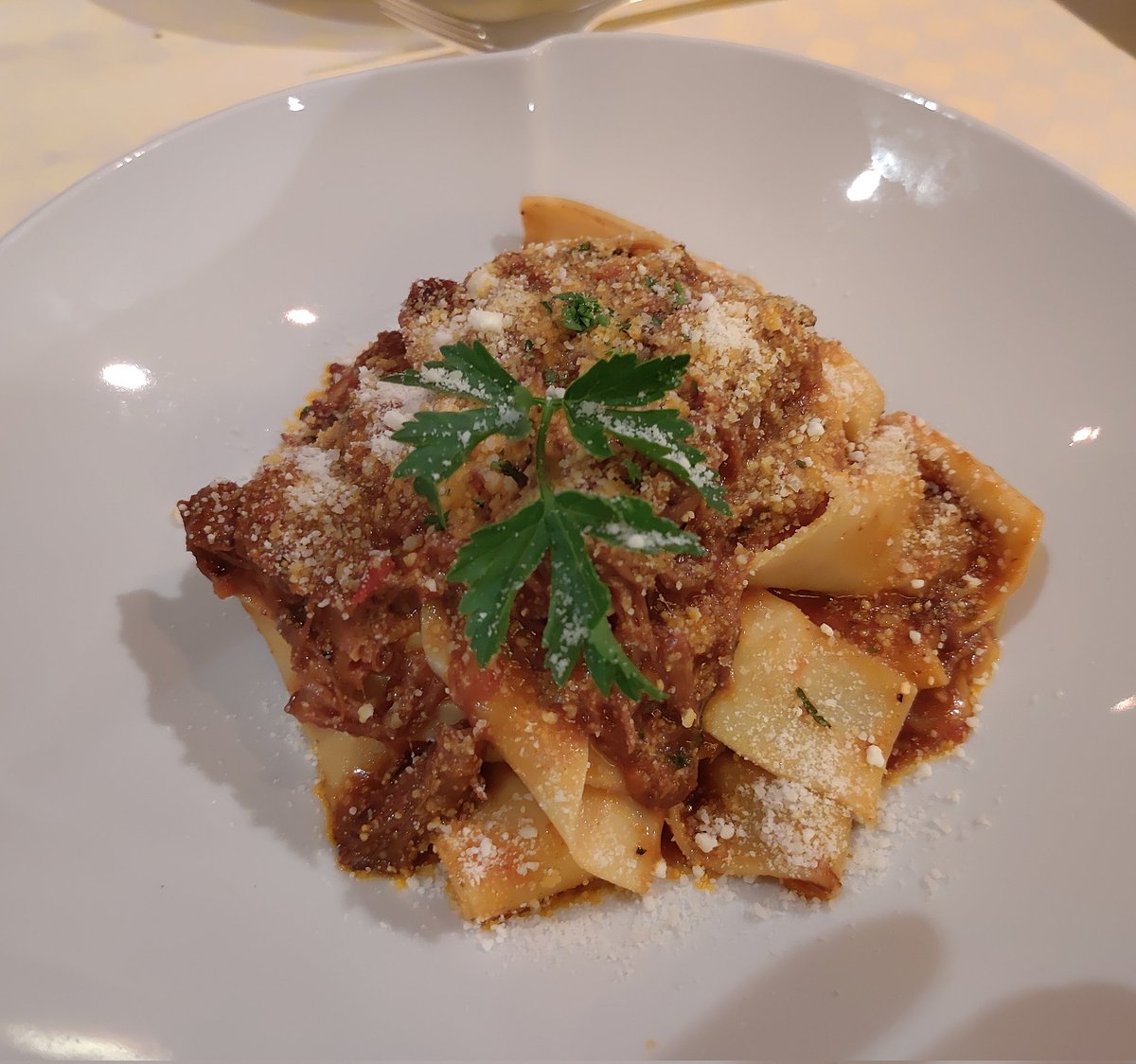 Beef pappardelle from Sabatini's.  And Oleg was right -- surprisingly, Tabasco put this dish over the top.