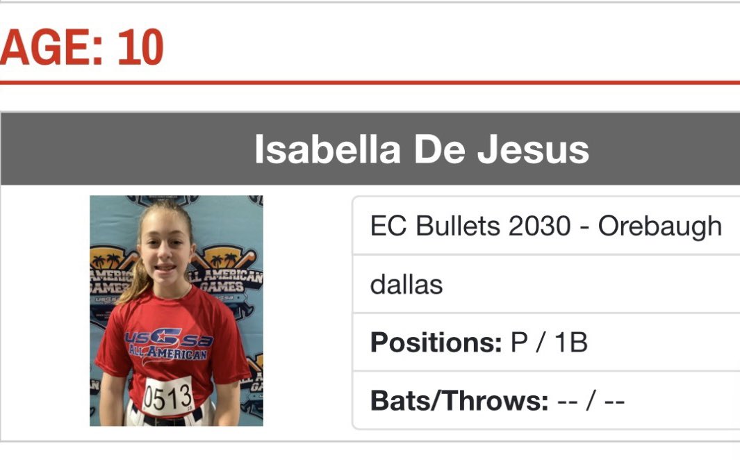 Athletics2030's tweet photo. Big Congrats to our girl  @originalgoose21 on your direct invite to the @USSSA All American Games! Proud of you and the work you put in! #ecbullets #classof2030 #throwsgas  Way to represent! https://t.co/8Zk40KhsYr