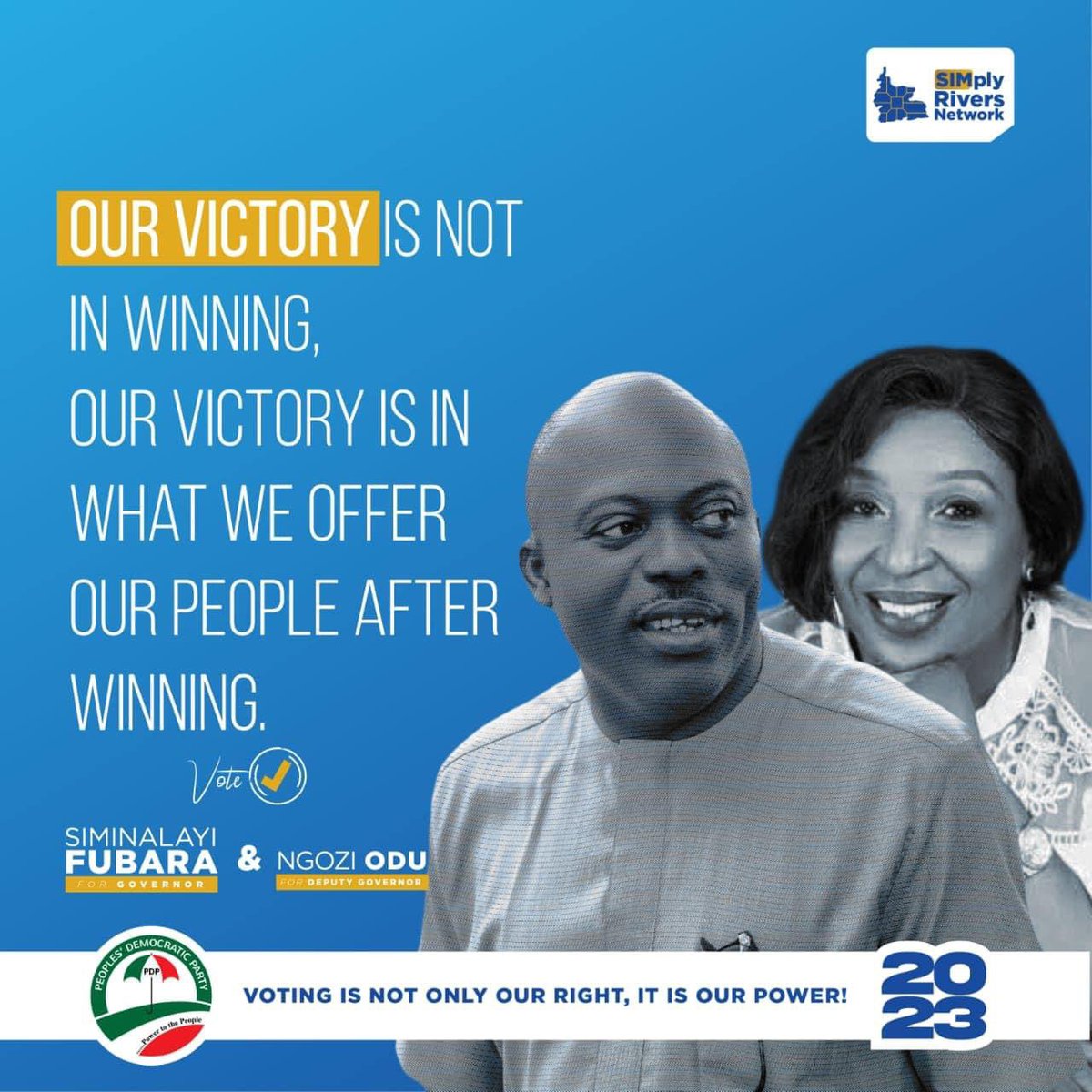 SimplyRiversNet's tweet photo. The future of Rivers State belongs to those who love and respect her people and are strongly willing to provide upliftment of the people and their communities 
#VoteSim
#simforgovernor
#SIMplyRiversNetwork https://t.co/xne9kwRg7E