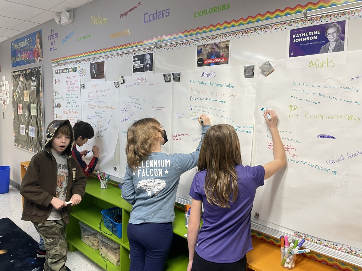 AmandaStrickler's tweet photo. In honor of Black History month, we learned about some inspiring people who have made a big difference in the world through their contributions to STEM. To quote one student, “Whoa, Marc Hannah is my hero!” #BHWarriorPride @Bighollowelem https://t.co/Yb4ebsXDWI