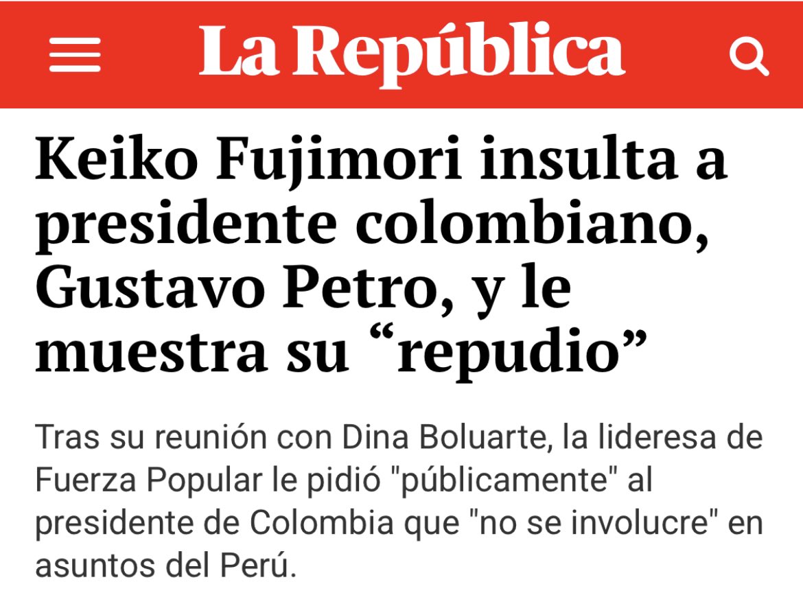 MazaComm's tweet photo. Keiko, ubícate. Gustavo Petro fue elegido PRESIDENTE de Colombia. En cambio tú lo has intentado 3 veces en Peru y NADA. El es PRESIDENTE, tú una pobre LOSER. Mejor cierra el hocico y dedícate a escribir tus memorias. 
@KeikoFujimori https://t.co/Jt7JXz9S2r