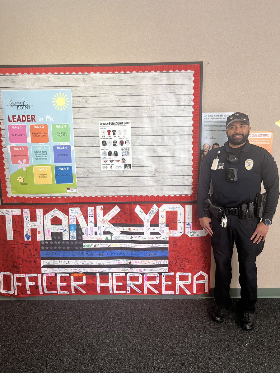 LPELeaders's tweet photo. Happy SRO Day to our very own Officer Herrera! Thanks for all you do for our school and community, we appreciate you! @dcsdk12 @ParkerPolice https://t.co/zdPr8kjzsf
