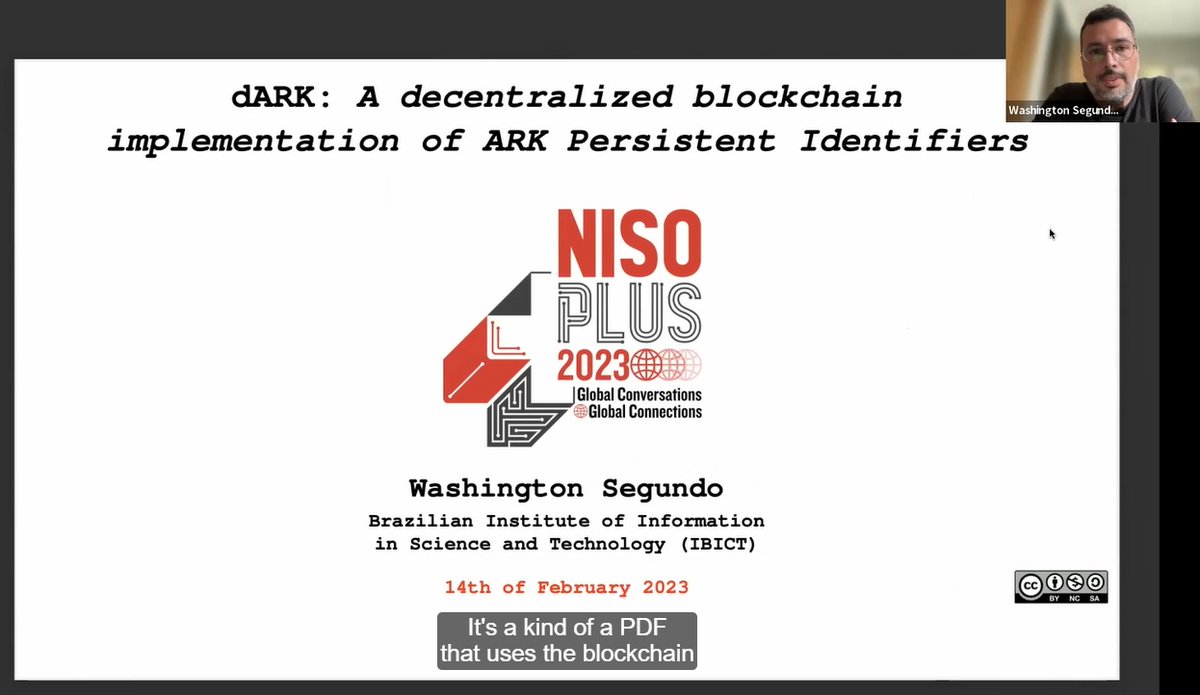 euroCRIS_Org's tweet photo. #CRIS not specifically mentioned in this #NISOPlus23 #PID talk by @WashingtonSegu4 but #dARK looks clearly applicable to #BrCris &amp; further @LAReferenciaAA endeavours, https://t.co/ZDC2jIQ9kz https://t.co/gOHbQps6Qu