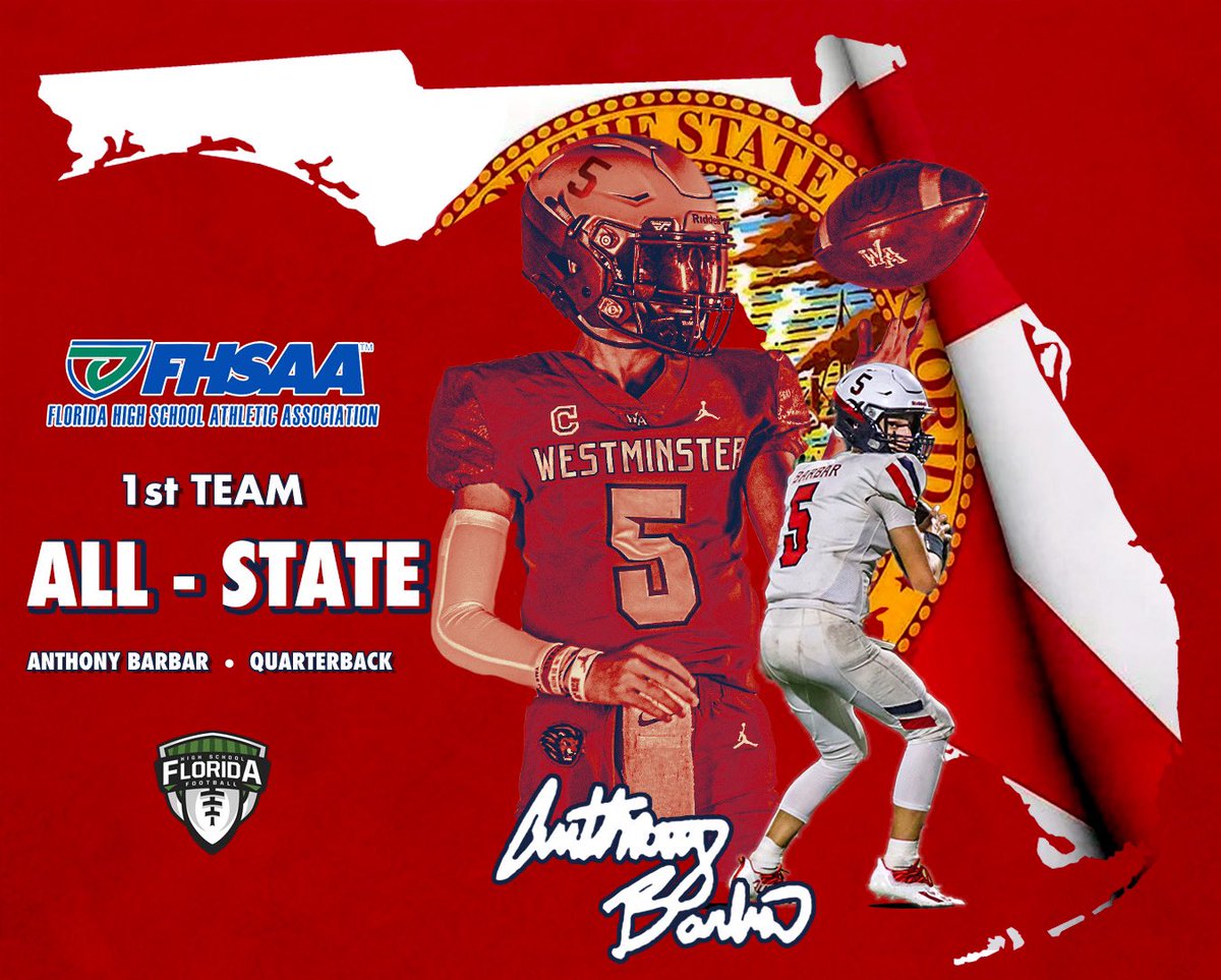 Congratulations Junior QB Anthony Barbar @AnthonyBarbar5 on being named to the 2022 @FlaHSFootball All-State 1st Team‼️ #flhsfb @FACACoach @FHS7v7A @FHS7v7ACollLink @FDPlayBook @scorestream @HSFBamerica @DanLaForestFB @FHSAA