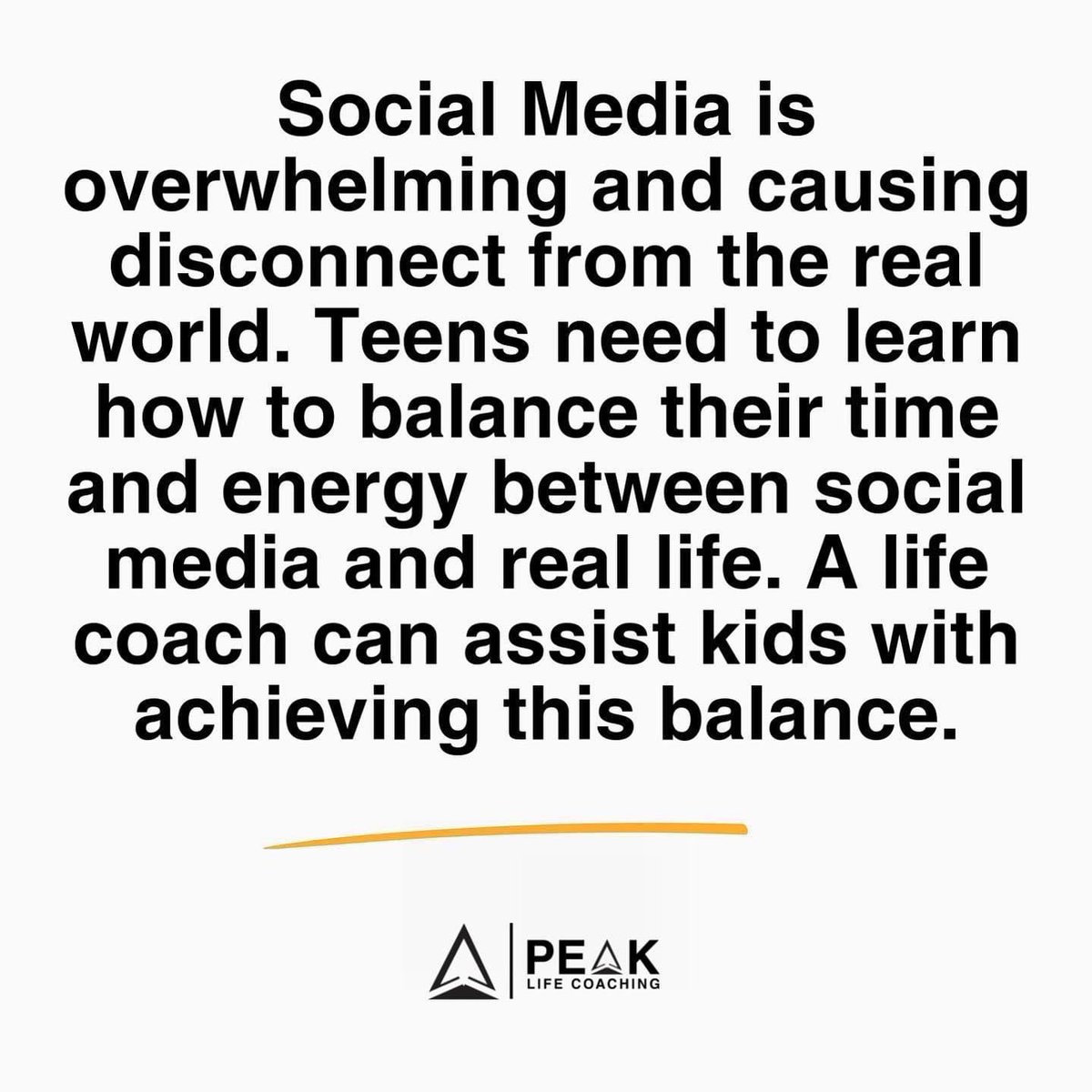 peakcorpco's tweet photo. Social Media is overwhelming and causing disconnect from the real world.  Teens need to learn how to balance their time and energy between social media and real life.  A life coach can assist kids with achieving this balance.

Visit https://t.co/0PnbWJYuly to learn more. https://t.co/7F2QAe6qi6