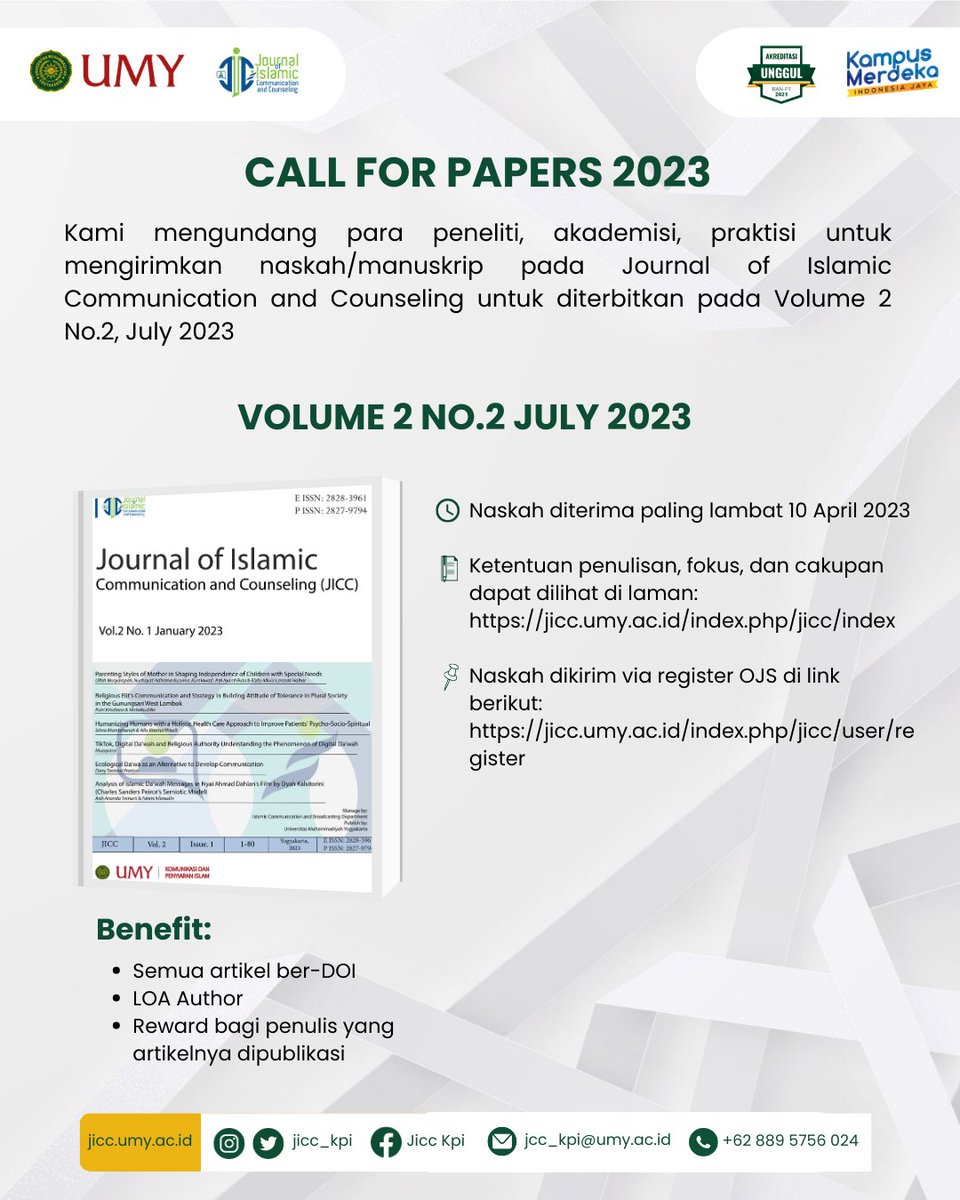 JiccKpi's tweet photo. 📢 CALL FOR PAPERS!!
#KPI #jurnal #communication #counseling #Mahasiswa #university #student #Students #umyogya https://t.co/R3uX1122yz