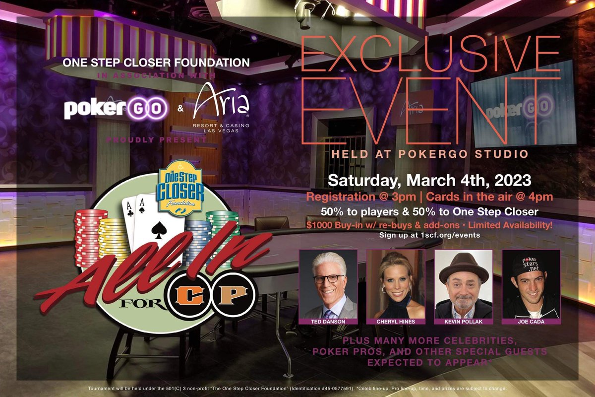 We have missed sharing our time together and are excited to invite you in partnership w/@pokergo to our first post pandemic Poker Tournament on Saturday, March 4th. Seating is limited but we hope that you can make it! For signup and donations please visit 1SCF.org/events