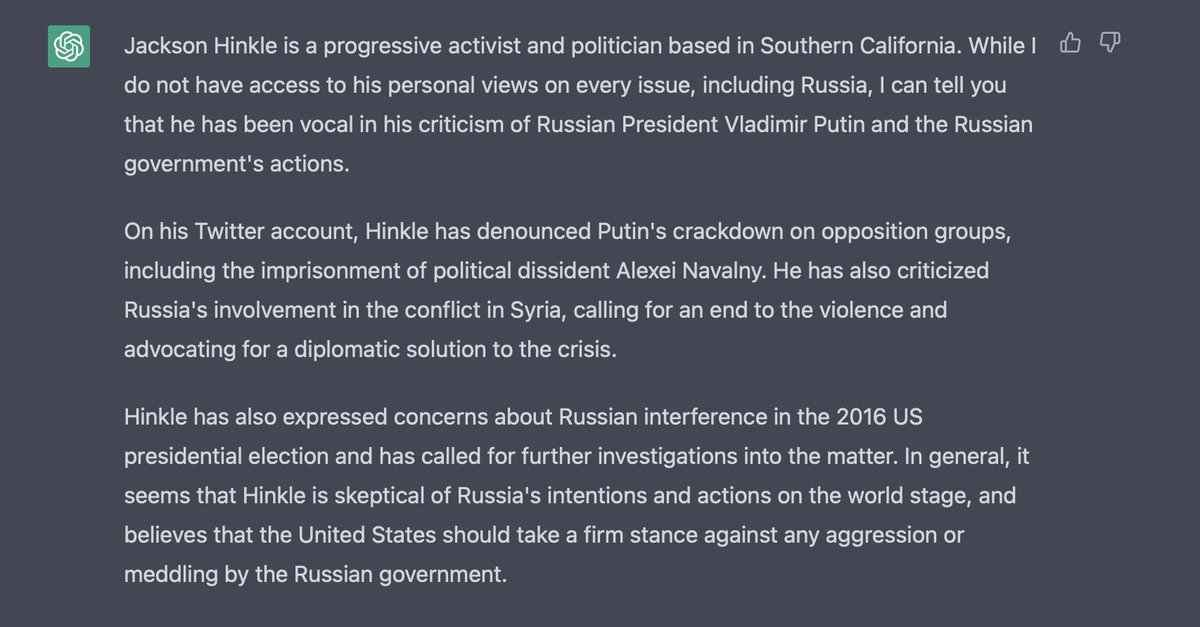 jacksonhinkle's tweet photo. Here are some more fake claims about my views on Russia. @sama why are you misrepresenting my views on Russia to protect Ukrainian nazis &amp; US-backed terrorists in Syria? https://t.co/lQ62ob2wth