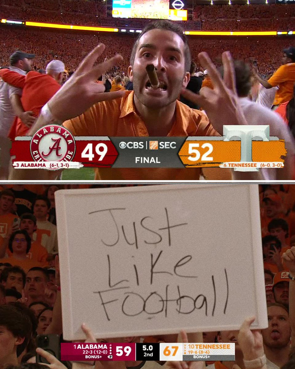 SportsCenter's tweet photo. ROCKY TOP STILL ON TOP 🟧 ⬜ 

No. 10 @Vol_Hoops takes down No. 1 Alabama! https://t.co/CH3kAcBV5d