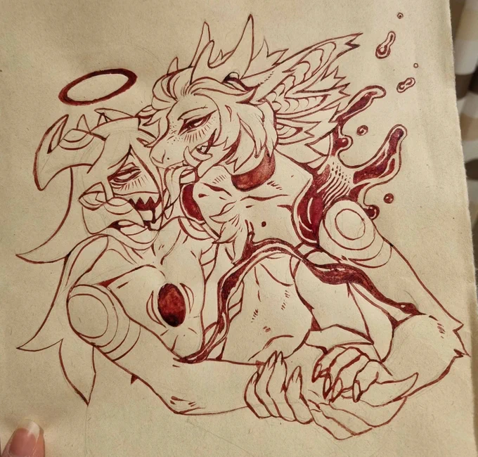 It's been a while since my last blood paintingThis one was done using a mix of blood coming from both V and me <3 