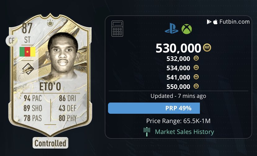 TheFutInflation's tweet photo. Samuel Eto (87) 🇨🇲
Buy 530k>
Ep - 570k+
#fifa #fifaserver #fifatrading https://t.co/S0niA3JwtP