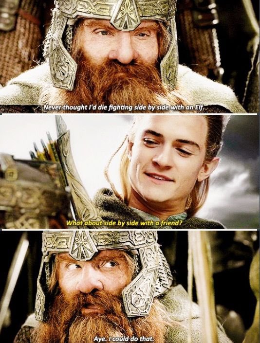 afleckster's tweet photo. What’s your favorite enemies to besties storyline? Mine is Legolas and Gimli 
🥹🤝💖 https://t.co/uj2uFDxWVK