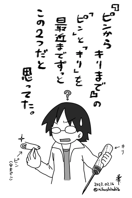 針の細さ太さが由来だと思ってました。 