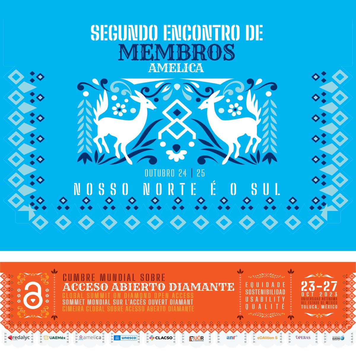 Ameli_CA's tweet photo. Participar em:
Segundo Encontro de Membros @Ameli_CA, faz parte do Cimeira Global sobre #AccesoAbertoDiamante.
Eles acontecerão nos dias 24 e 25 de outubro em @UAEM_MX , Toluca, México.
Visite: https://t.co/bi3w2j7QsA
#DiamondSummit #Act4DiamondOA https://t.co/lRIACceH4P