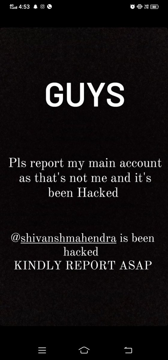 ShivanshM2's tweet photo. My Instagram account @shivanshmahendra has been hacked 

Guys pls do REPORT it as that's not me. https://t.co/9whblxELVT