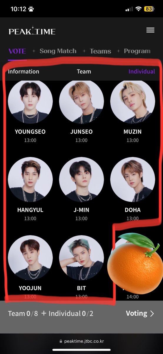 [🇲🇾 ONLY] PEAKTIME Voting GA

Prize : 
- 1 album of your choice (below rm100)
- RM50 x 2

Open to ALL Malaysia kpopfans

How? 
-vote for Team 13 at peaktime.jtbc.co.kr/peaktime/en/vo… &amp; include TEAM 13 member for individual voting
-Reply with voting proof &amp; pls put your watermark on the ss