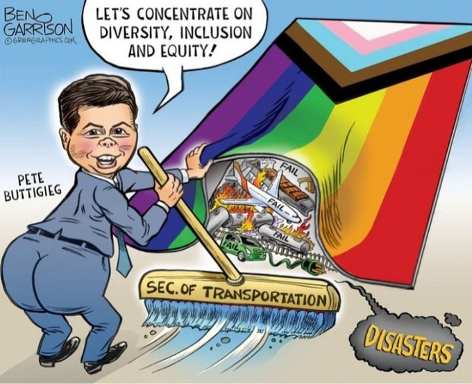 Right-wing cartoonist tries to blame train crashes on Pete Buttigieg by drawing a big butt - LGBTQ Nation