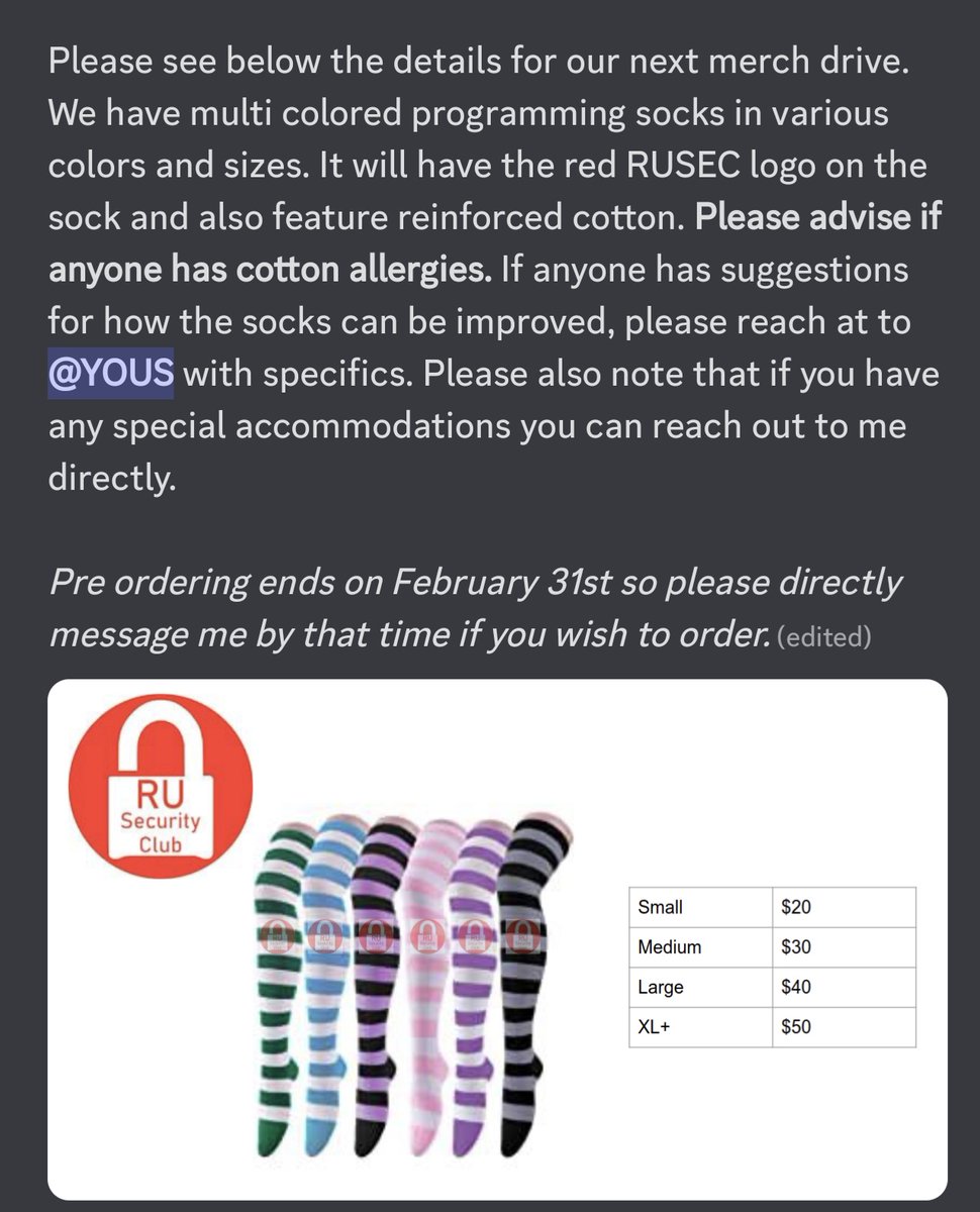 acqmacintosh's tweet photo. My university's cybersecurity club is fundraising with programming socks 😭😭😭

#tech #cs #rutgers #programmingsocks #programmerssocks #queer https://t.co/2e8zBDmgdg