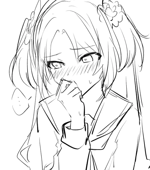 リクで照れ顔描いてた 