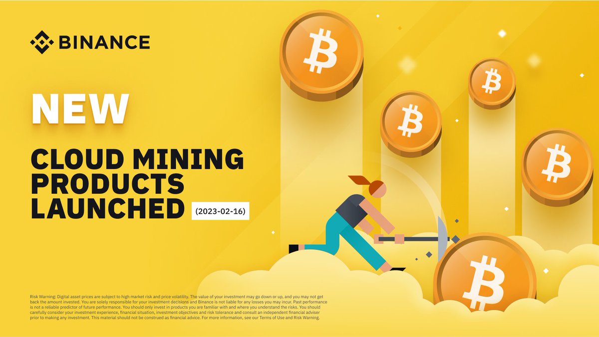 binance's tweet photo. #Bitcoin mining, but without the hardware and site sourcing.

Check out the new cloud mining products on #Binance!

➡️ https://t.co/XVxkLhgKyK https://t.co/2AskrNOe1H