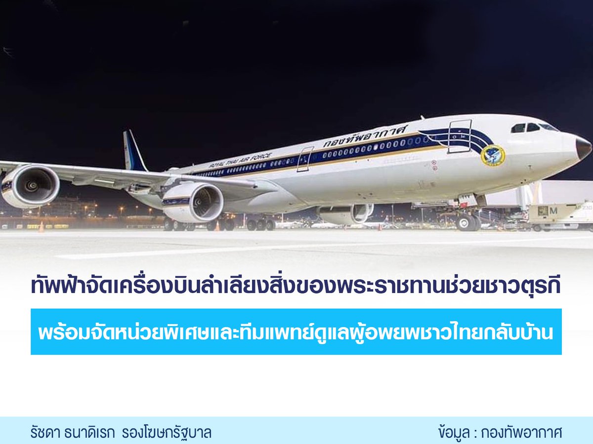 Rachadaspoke's tweet photo. #กองทัพอากาศ จัดเครื่องบิน Airbus A340-500 ลำเลียงสิ่งของพระราชทานช่วยชาวตุรกี พร้อมจัดหน่วยพิเศษและทีมแพทย์ดูแลผู้อพยพชาวไทยกลับบ้าน

เครื่องบินรุ่นนี้ ใช้เดินทางระยะไกล บรรทุกคนและอุปกรณ์ได้จำนวนมาก สามารถจัด Zoning แยกระหว่างผู้ประสบภัย ผู้ติดเชื้อ #โควิด19 และผู้เสียชีวิตได้ https://t.co/4dlr0HNFlC