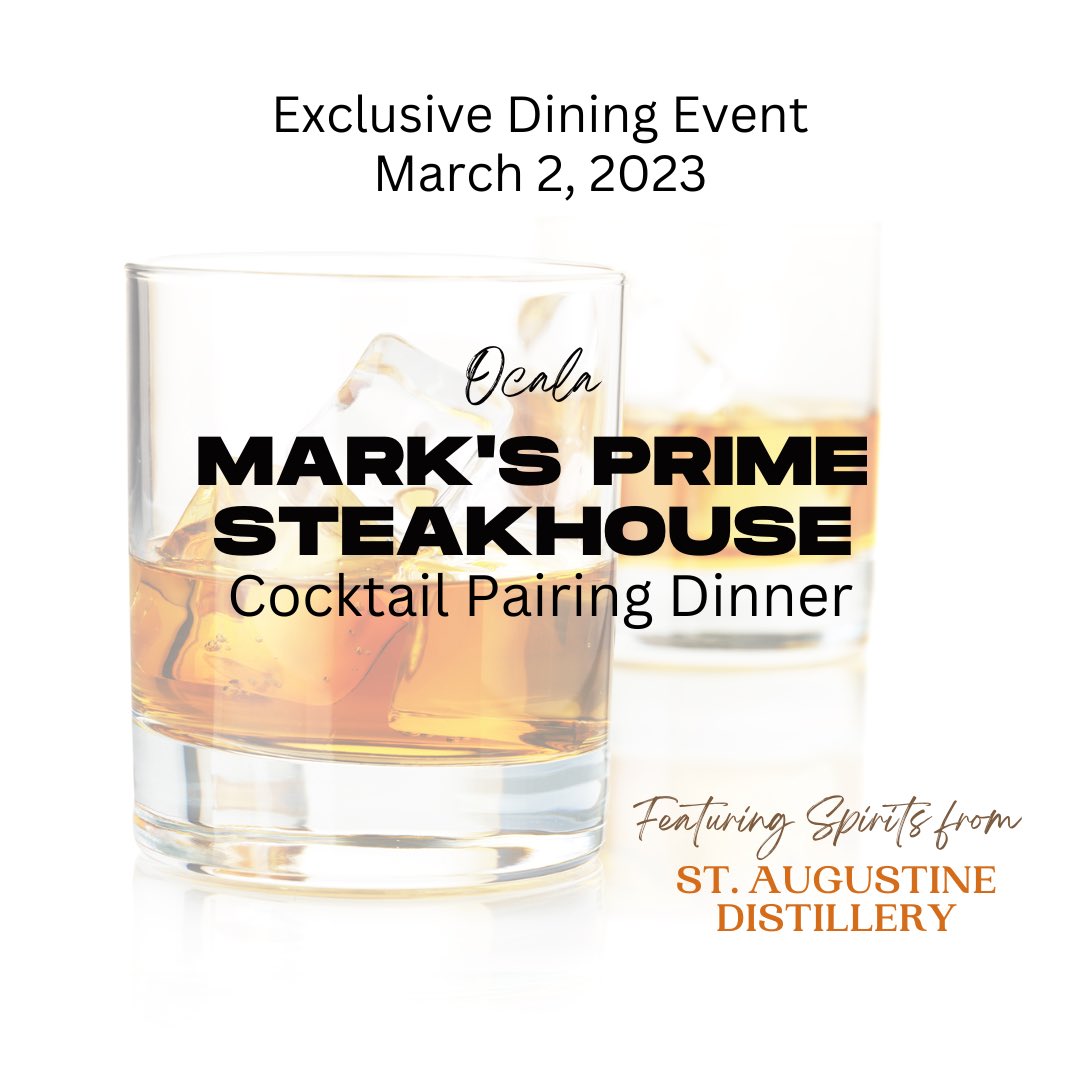 Exclusive Dinner Event
March 2, 2023 at Mark’s Prime Steakhouse Ocala. Limited seating.
Learn more &amp; purchase tickets bit.ly/MarksPrimeCock…
#event #marksprimesteakhouse #ocala