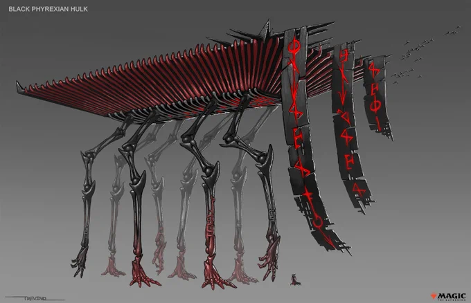 Black Phyrexian Hulk Design I created back in 2021 working with Wizards of the Coast developing the new Magic The Gathering set " All Will Be One". The Hulks being the "Goliaths" housing creatures and other countless mechanical abominations. #phyrexia #MagicTheGathering 