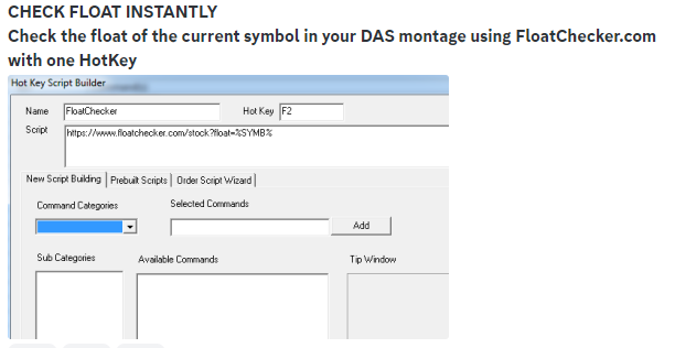 Switterman's tweet photo. **Trader Life Hack**
Check float instantly from multiple sources with a hotkey
(for those who use DAS) https://t.co/IQNgz1b9TI