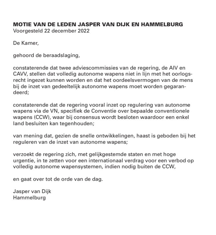 <a href="/PAXvoorvrede/">PAX voor vrede</a> <a href="/FrankSlijper/">Frank Slijper now only @frankslijper.bsky.social</a> <a href="/nrc/">NRC</a> <a href="/REAIMsummit/">REAIMsummit</a> Deze motie werd vorig jaar op één stem na verworpen. Binnenkort nieuwe poging…